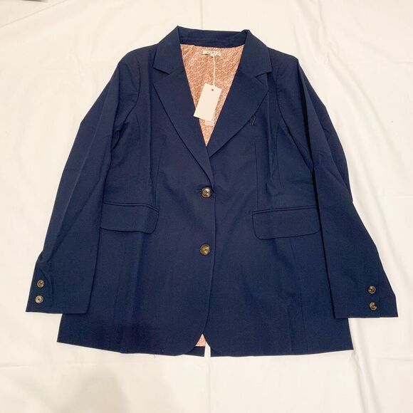 NWT Malbon Golf Woman Sz 10 Yasmeen Blazer Jacket Stretch Embroidered Logo Navy - Picture 1 of 7